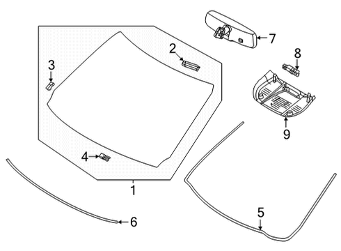 Moulding-Windshield Lower,Center Diagram for 72772-6RA0A