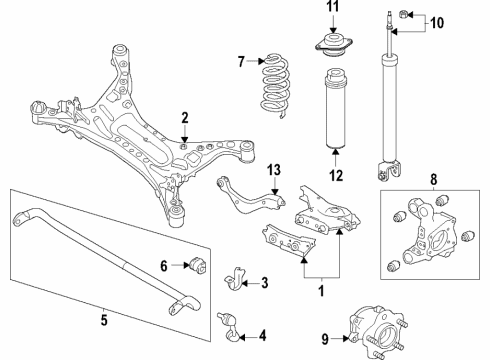 2020 Nissan Sentra Rear Suspension, Lower Control Arm, Stabilizer Bar, Suspension Components Diagram 2