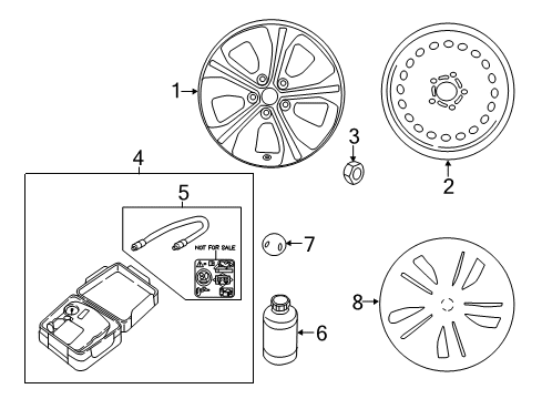 2022 Nissan Leaf Wheels, Covers & Trim Diagram
