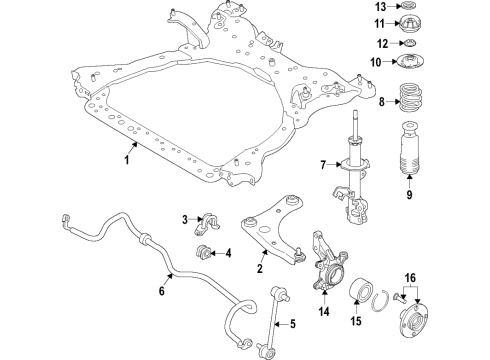 2021 Nissan Versa Front Suspension, Lower Control Arm, Stabilizer Bar, Suspension Components Diagram 2