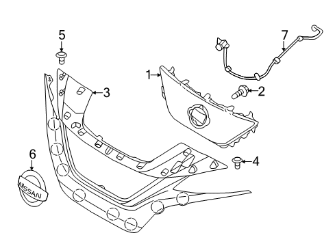2021 Nissan Leaf Grille & Components Diagram