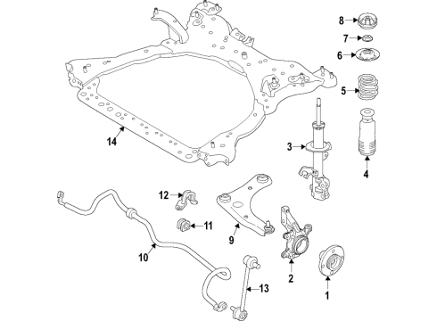 2021 Nissan Kicks Front Suspension Components, Lower Control Arm, Stabilizer Bar Diagram 2