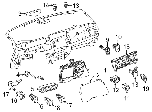 2021 Nissan Leaf Cluster & Switches, Instrument Panel Diagram 2
