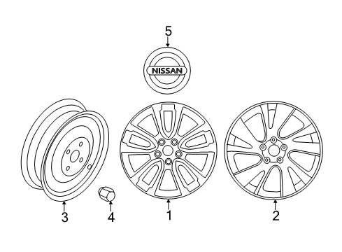 2020 Nissan Pathfinder Wheels, Covers & Trim Diagram