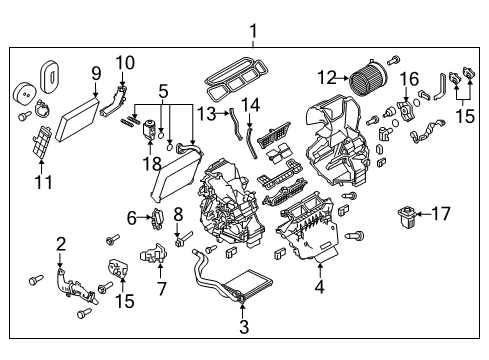 2020 Nissan Rogue Sport A/C Evaporator & Heater Components Diagram