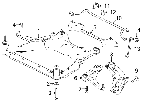 2020 Nissan Altima Front Suspension Components, Lower Control Arm, Stabilizer Bar Diagram 1
