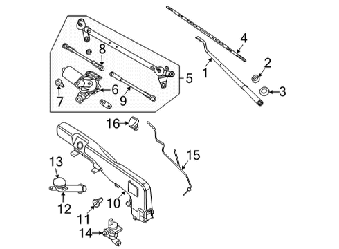 2022 Nissan Frontier Wiper & Washer Components Diagram
