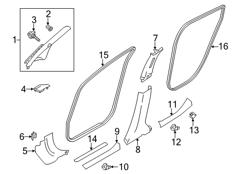 2022 Nissan Leaf Interior Trim - Pillars Diagram