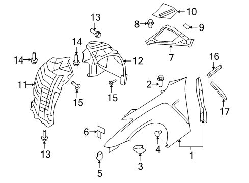 2020 Nissan GT-R Fender & Components, Exterior Trim Diagram