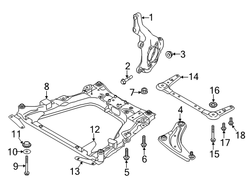 2021 Nissan Leaf Front Suspension Components, Lower Control Arm, Stabilizer Bar Diagram 1