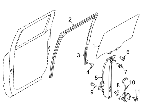 2021 Nissan Titan Front Door Glass & Hardware Diagram 2