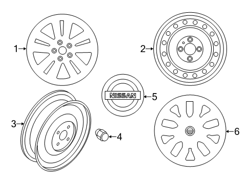 2020 Nissan Rogue Wheels, Covers & Trim Diagram