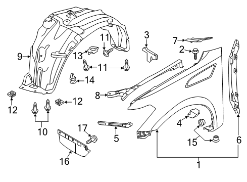 Spacer-Sealing,Front Fender Diagram for 63826-JN02A
