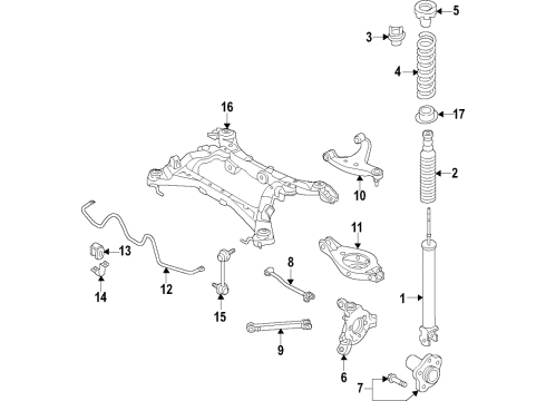 2020 Nissan Murano Rear Suspension, Lower Control Arm, Upper Control Arm, Stabilizer Bar, Suspension Components Diagram 3