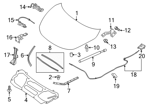 SEAL-HOOD FRONT Diagram for 65820-9UH0B