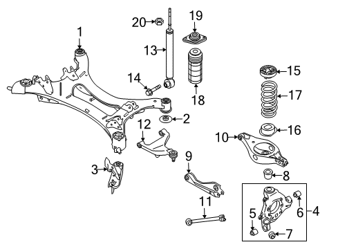 2021 Nissan Murano Rear Suspension, Lower Control Arm, Upper Control Arm, Stabilizer Bar, Suspension Components Diagram 2