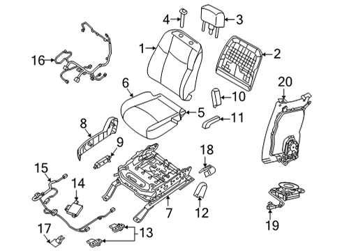 2020 Nissan Murano Passenger Seat Components Diagram 1