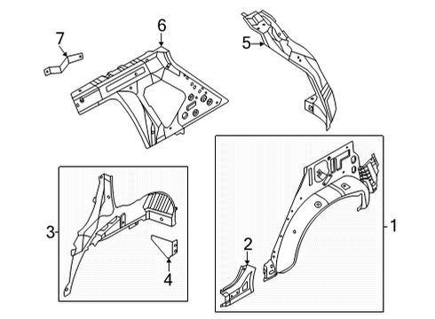 2021 Nissan Rogue Inner Structure - Quarter Panel Diagram 1