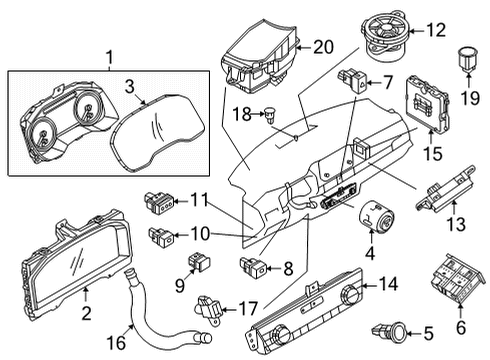 2021 Nissan Rogue Cluster & Switches, Instrument Panel Diagram 2