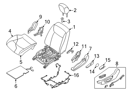 2022 Nissan Leaf Driver Seat Components Diagram