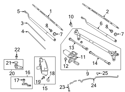 Arm Assy-Windshield Wiper No 1 Diagram for 28881-9FV0A