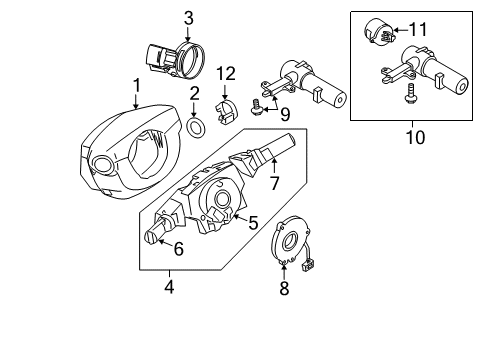 2021 Nissan Frontier Shroud, Switches & Levers Diagram