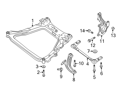 2020 Nissan Rogue Front Suspension Components, Lower Control Arm, Stabilizer Bar Diagram 1