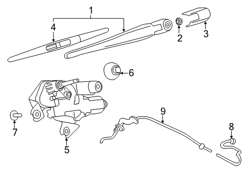 2020 Nissan Leaf Lift Gate - Wiper & Washer Components Diagram