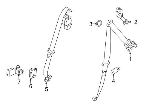 2020 Nissan Rogue Second Row Seat Belts Diagram