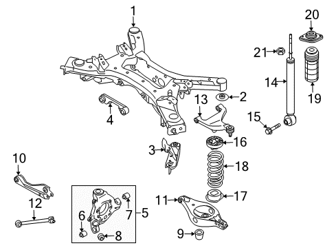 2021 Nissan Murano Rear Suspension, Lower Control Arm, Upper Control Arm, Stabilizer Bar, Suspension Components Diagram 1