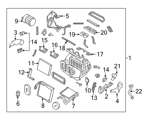 2020 Nissan Rogue A/C Evaporator & Heater Components Diagram