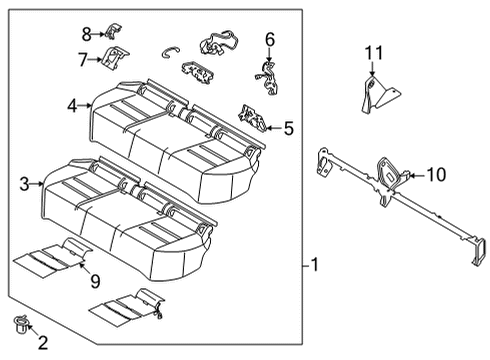 2021 Nissan Rogue Rear Seat Components Diagram 2