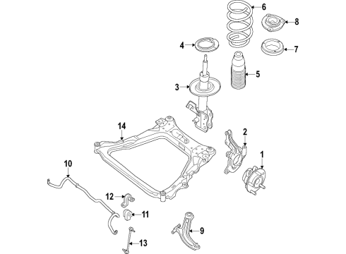2021 Nissan Murano Front Suspension, Lower Control Arm, Stabilizer Bar, Suspension Components Diagram