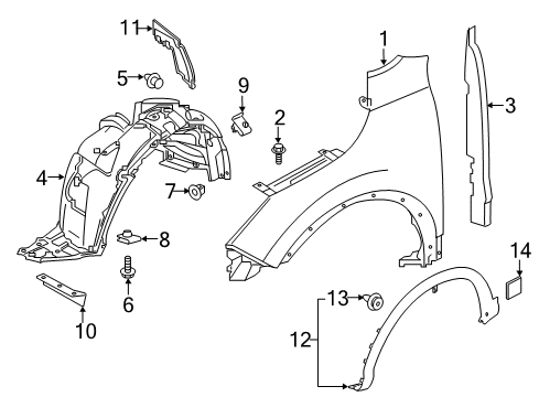 2021 Nissan Rogue Sport Fender & Components, Exterior Trim Diagram