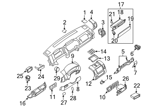 2020 Nissan Frontier Cluster & Switches, Instrument Panel Diagram 3