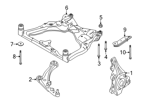 2020 Nissan Pathfinder Front Suspension Components, Lower Control Arm, Stabilizer Bar Diagram 1