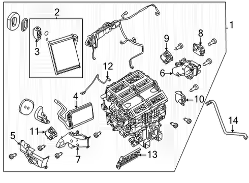 2021 Nissan Rogue A/C Evaporator & Heater Components Diagram 1