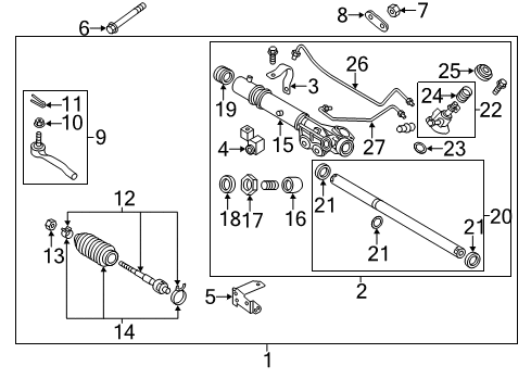 Gear Sub ASY Power Steering Diagram for 49210-1LA2B