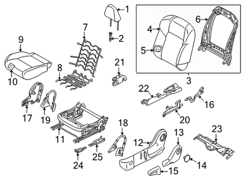 2021 Nissan Rogue Driver Seat Components Diagram 4