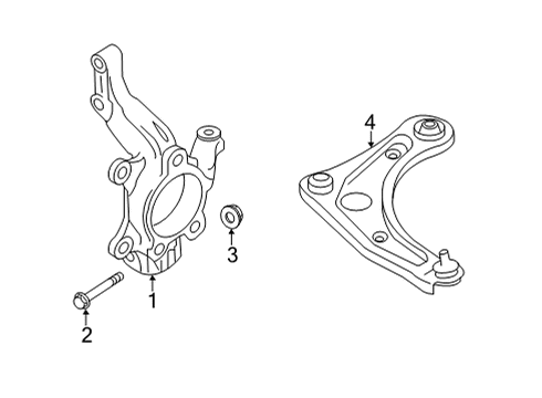 2020 Nissan Versa Front Suspension, Lower Control Arm, Stabilizer Bar, Suspension Components Diagram 1
