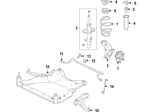 2020 Nissan Altima Front Suspension Components, Lower Control Arm, Stabilizer Bar Diagram 2