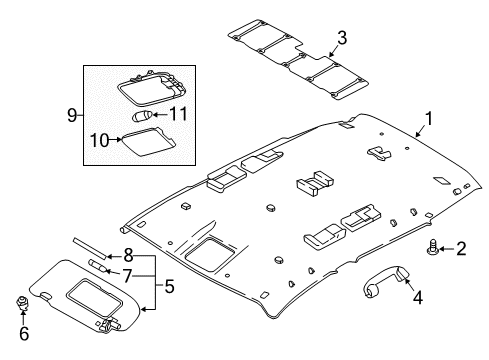 2020 Nissan Rogue Sport Interior Trim - Roof Diagram 2