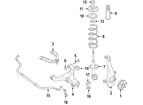 2020 Nissan Frontier Suspension Components, Lower Control Arm, Upper Control Arm, Stabilizer Bar Diagram 3