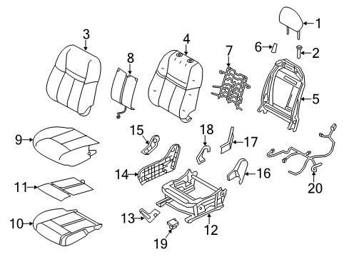 2020 Nissan Rogue Sport Passenger Seat Components Diagram 2