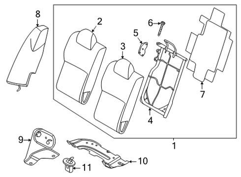 2020 Nissan Versa Rear Seat Components Diagram 1