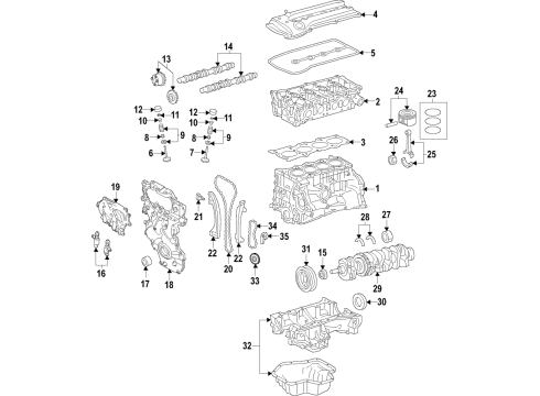 2022 Nissan Rogue Sport Engine Parts, Mounts, Cylinder Head & Valves, Camshaft & Timing, Variable Valve Timing, Oil Cooler, Oil Pan, Oil Pump, Crankshaft & Bearings, Pistons, Rings & Bearings Diagram 2