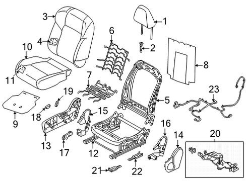 2021 Nissan Rogue Passenger Seat Components Diagram 1