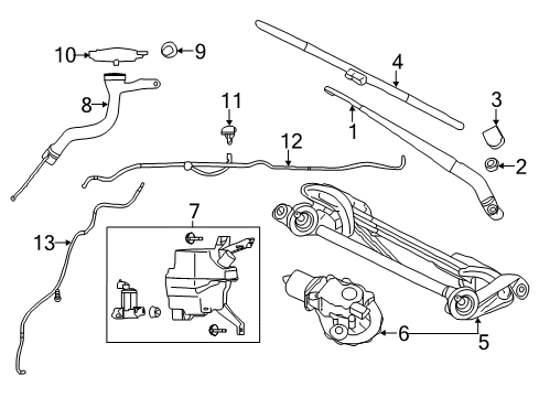 2022 Nissan Leaf Wiper & Washer Components Diagram 2