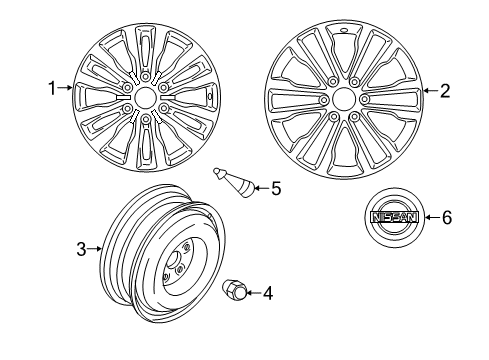 2020 Nissan Armada Wheels, Covers & Trim Diagram