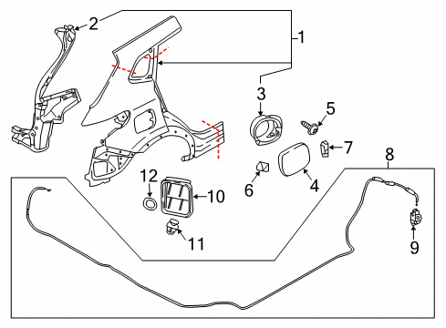 2021 Nissan Rogue Sport Quarter Panel & Components Diagram